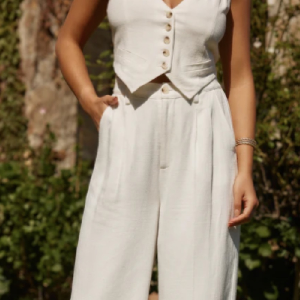 12th Tribe White Linen Trouser